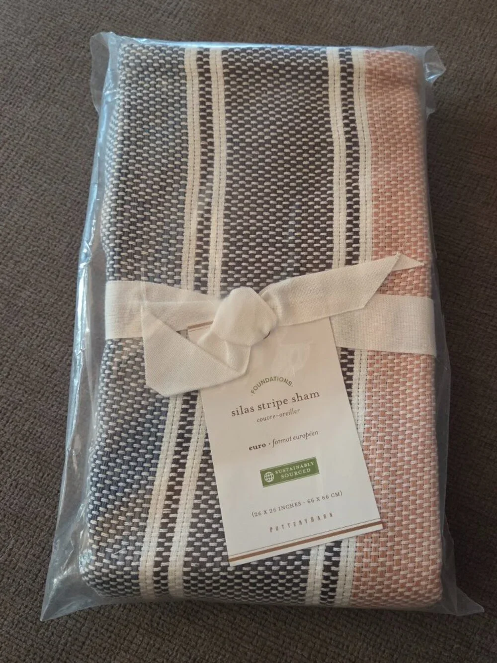 Pair of Pottery Barn Silas Stripe Euro Sham - Discontinued, NWT!